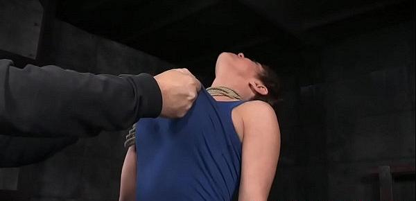  Breast bonded sub hanged and whipped by dom